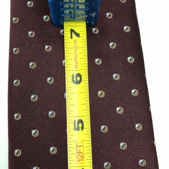 Lanvin Men's Vintage Tie Burgundy Maroon Logo Circles Geometric Men's Necktie - Picture 9 of 11